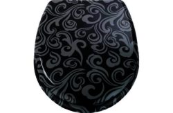 Damask Toilet Seat - Black and Grey